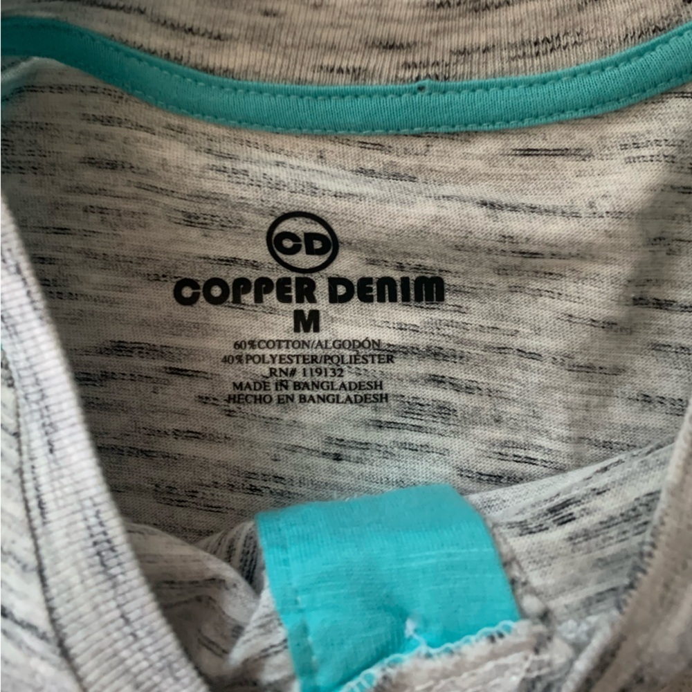 Gray and Teal Short Sleeve Henley Shirt - Picture 5 of 6